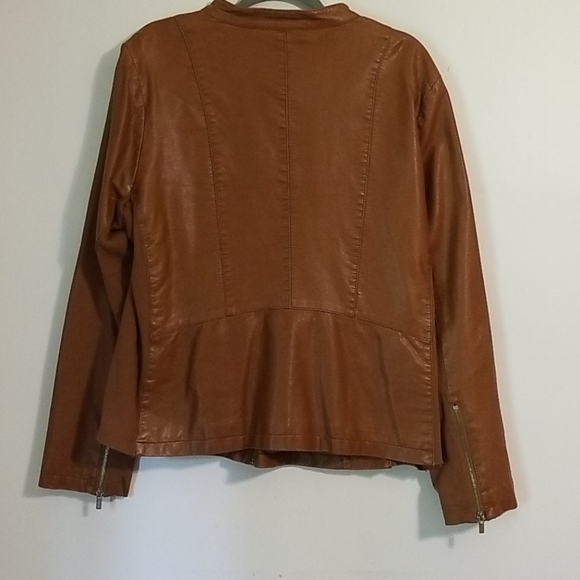 Brown Faux Leather Jacket - Picture 2 of 4